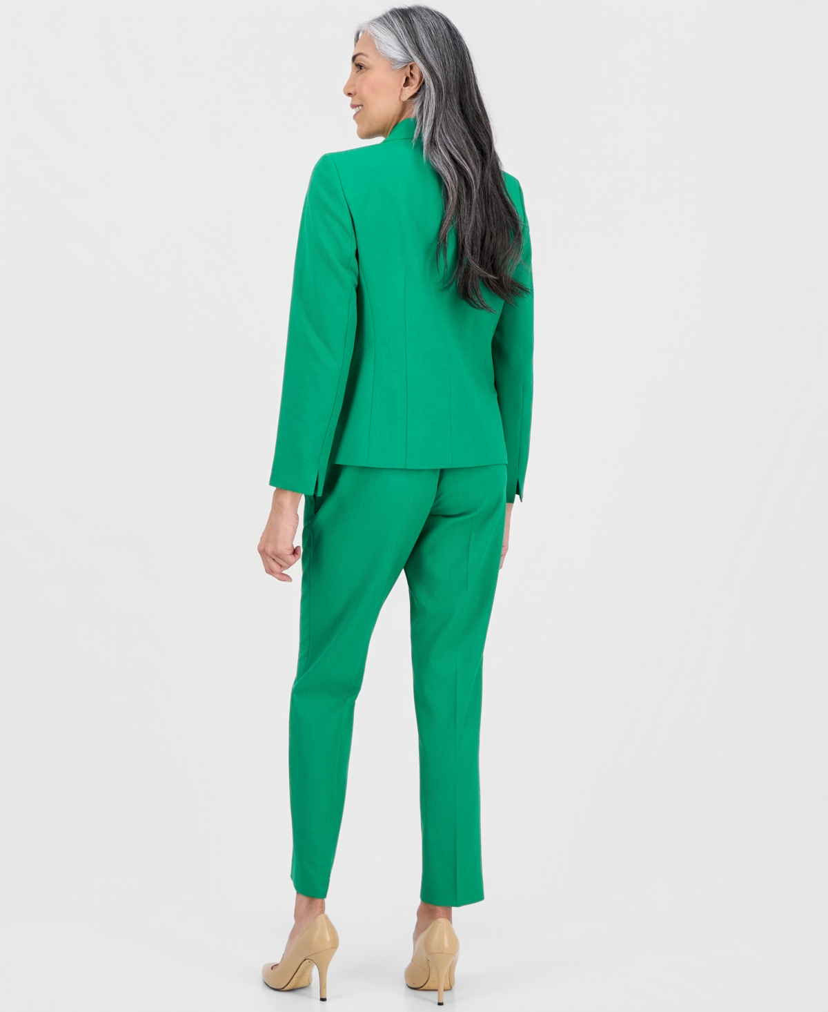 Le Suit Women's Notch-lapel Mid-rise Pantsuit In Green