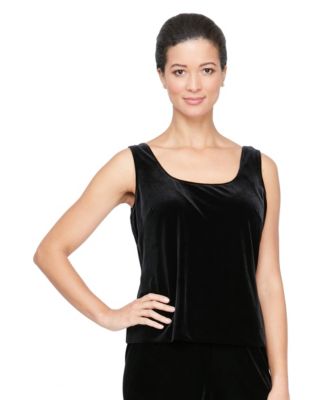 Women's Velvet Satin-Collar Jacket and Velvet Tank