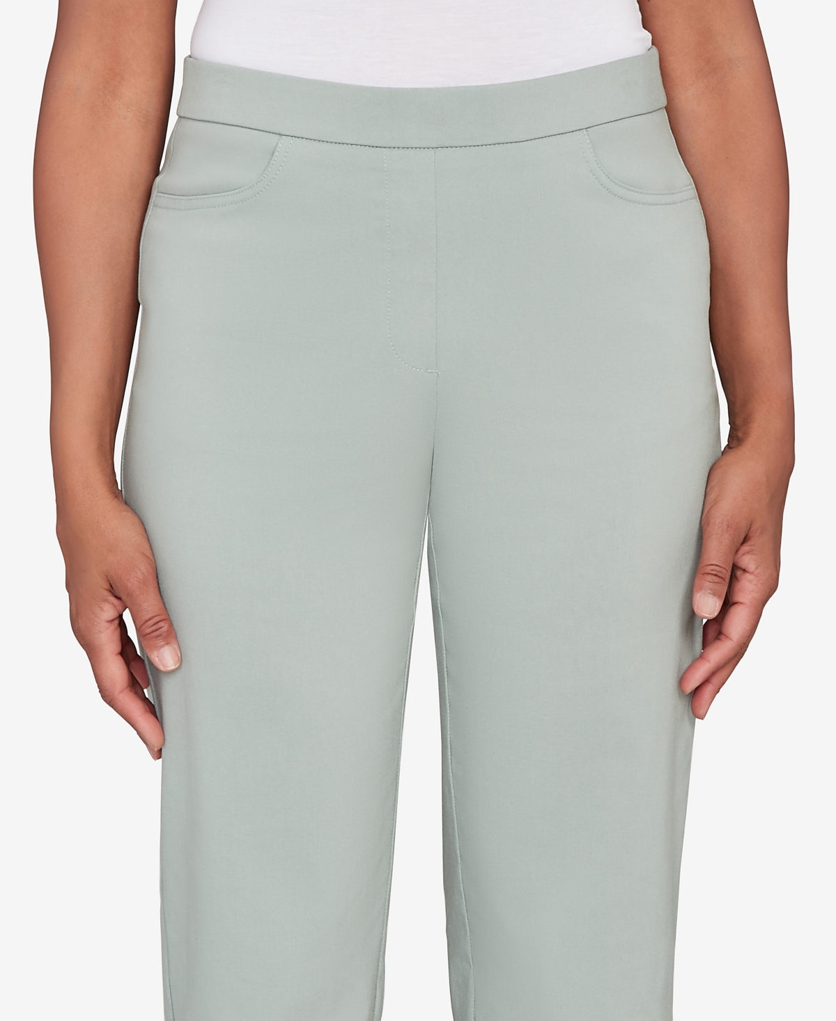 Alfred Dunner Petite Stockbridge Modern Millennium Average Length Pants In Green