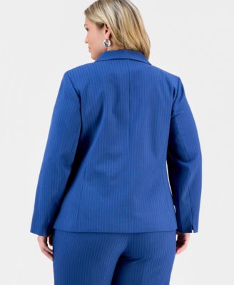 Plus Size Shawl-Collar Jacket & Mid-Rise Wide-Leg Pants 