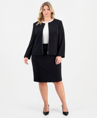 Le Suit - Plus Size Zip-Front Jacket & Slim-Fit Skirt