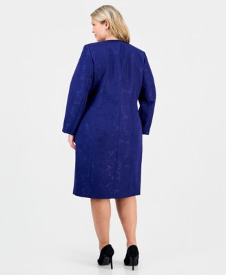 Plus Size Floral-Jacquard Topper & Sheath 2 Piece Dress Suit