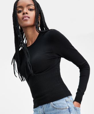 Women's Corset-Inspired Long-Sleeve Sweater