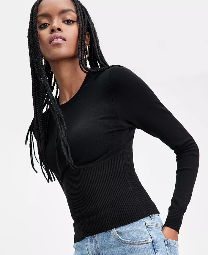 Women's Corset-Inspired Long-Sleeve Sweater - thumbnail 6