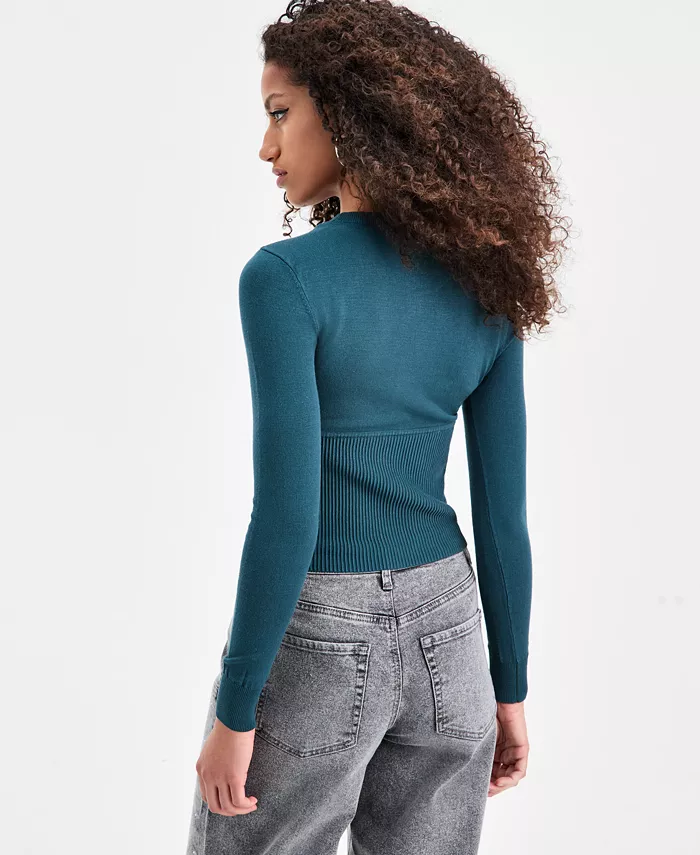 Women's Corset-Inspired Long-Sleeve Sweater - thumbnail 2