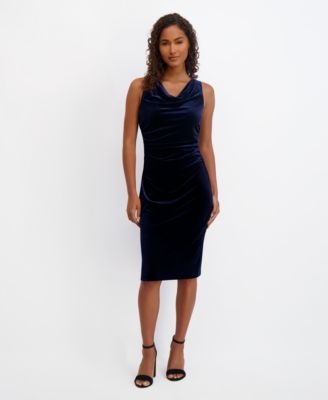 Women's Cowlneck Sleeveless Velvet Dress