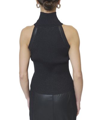 Women's Milan Leather Accent Sleeveless T-Neck