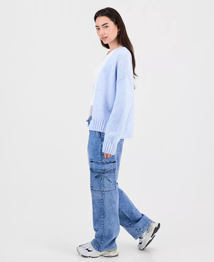 Juniors' Ultra Cozy Bow Cargo Pull-On Jeans - thumbnail 2