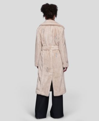 Women's Faux Fur Maxi Belted Robe Coat