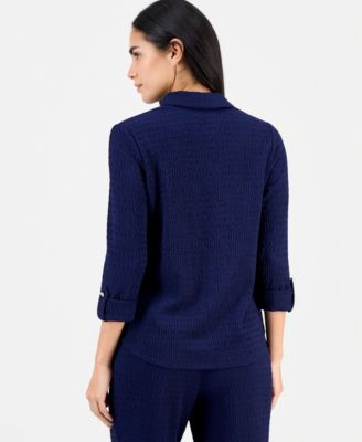 Petite Ridge Knit 3/4-Sleeve Top
