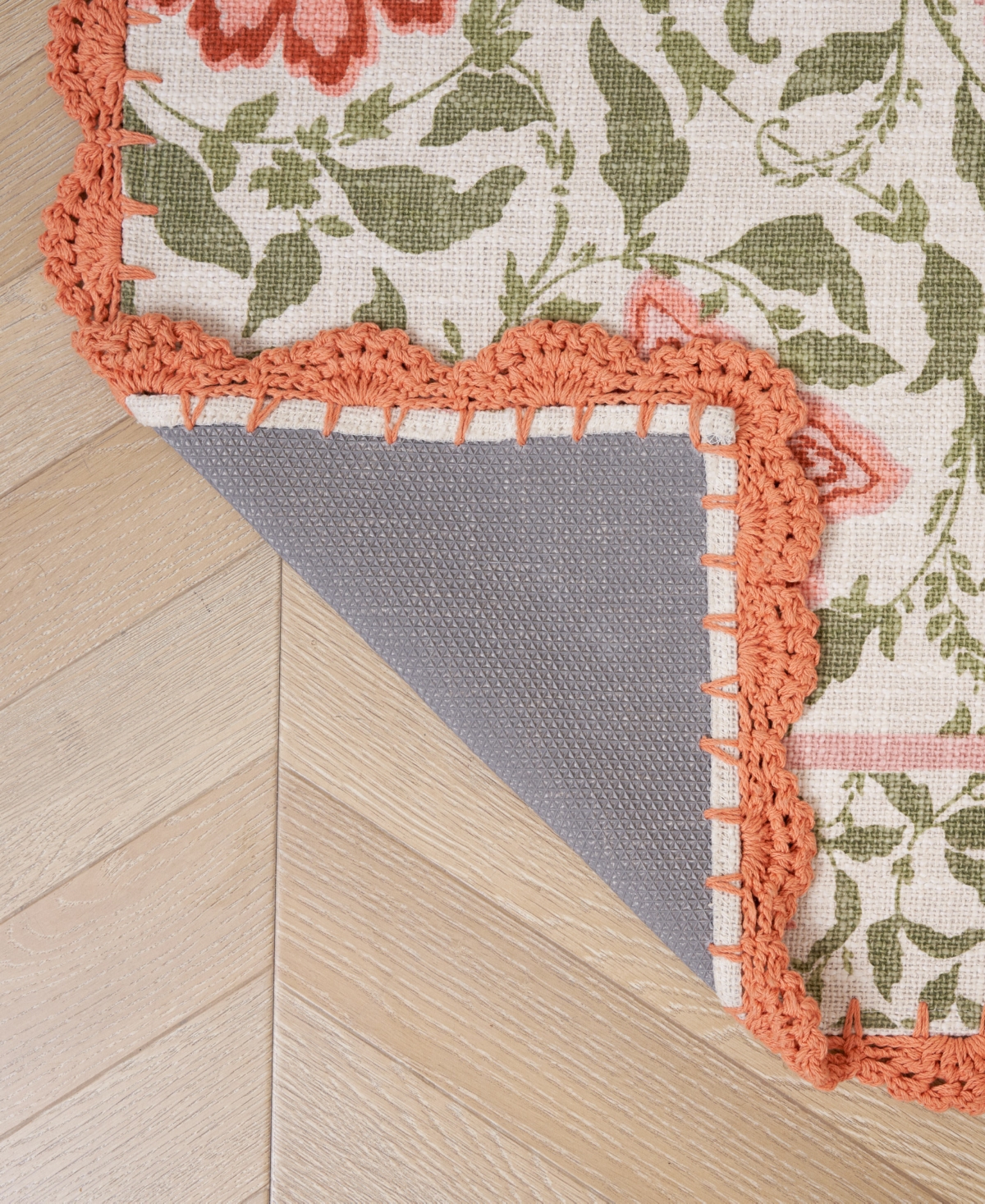 Laura Ashley Crochet Border Cotton Runner Rug, 26" X 45" In Pink