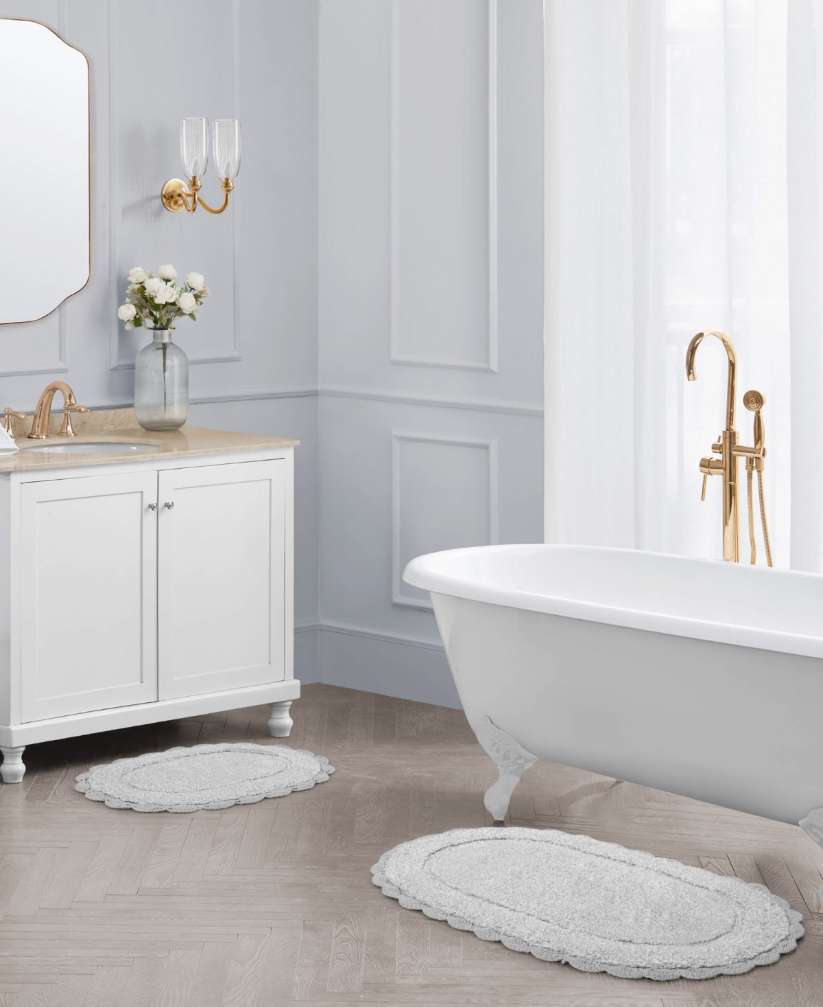 Laura Ashley Crochet Cotton Bath Rug Set
