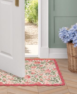 Crochet Border Cotton Runner Rug, 20" x 60"