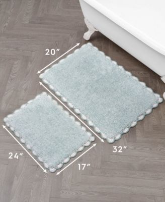 Heathered Crochet Border Cotton Bath Rug Set