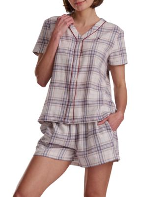 Women's 2-Piece Plaid Flannel Boxer Set