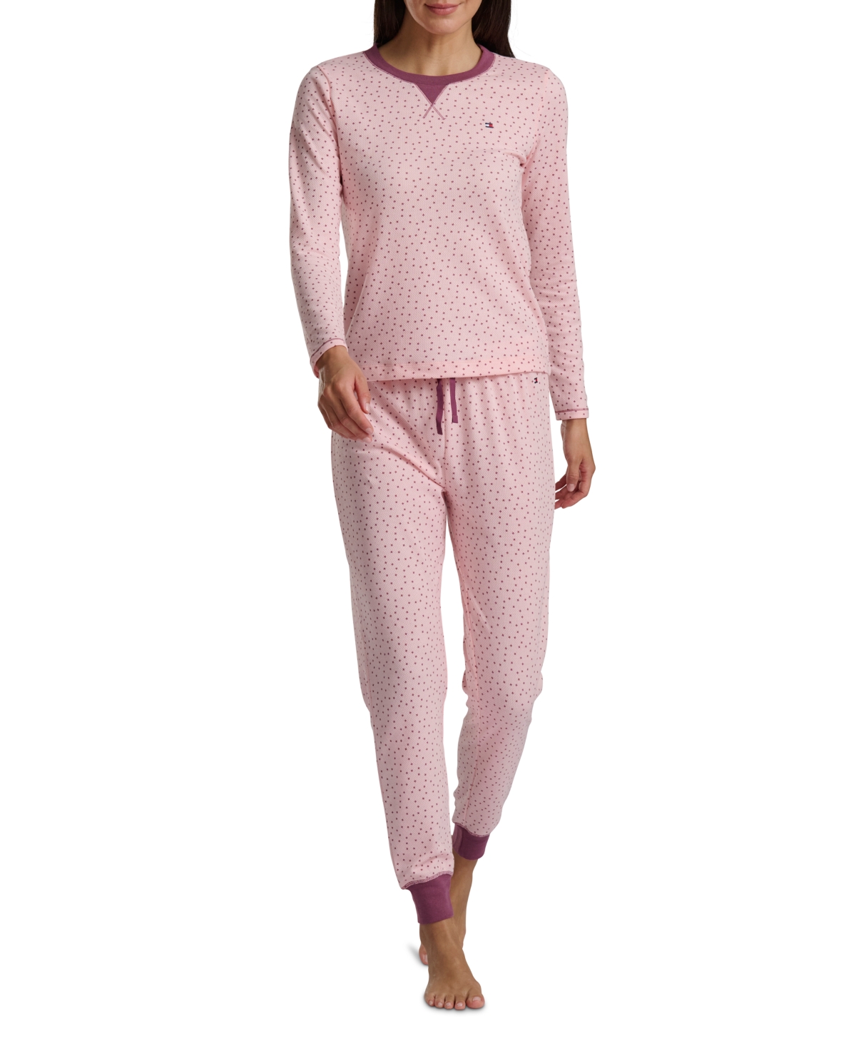 Tommy Hilfiger Women's 2-pc. Packaged Printed Thermal Pajamas Set In Multi