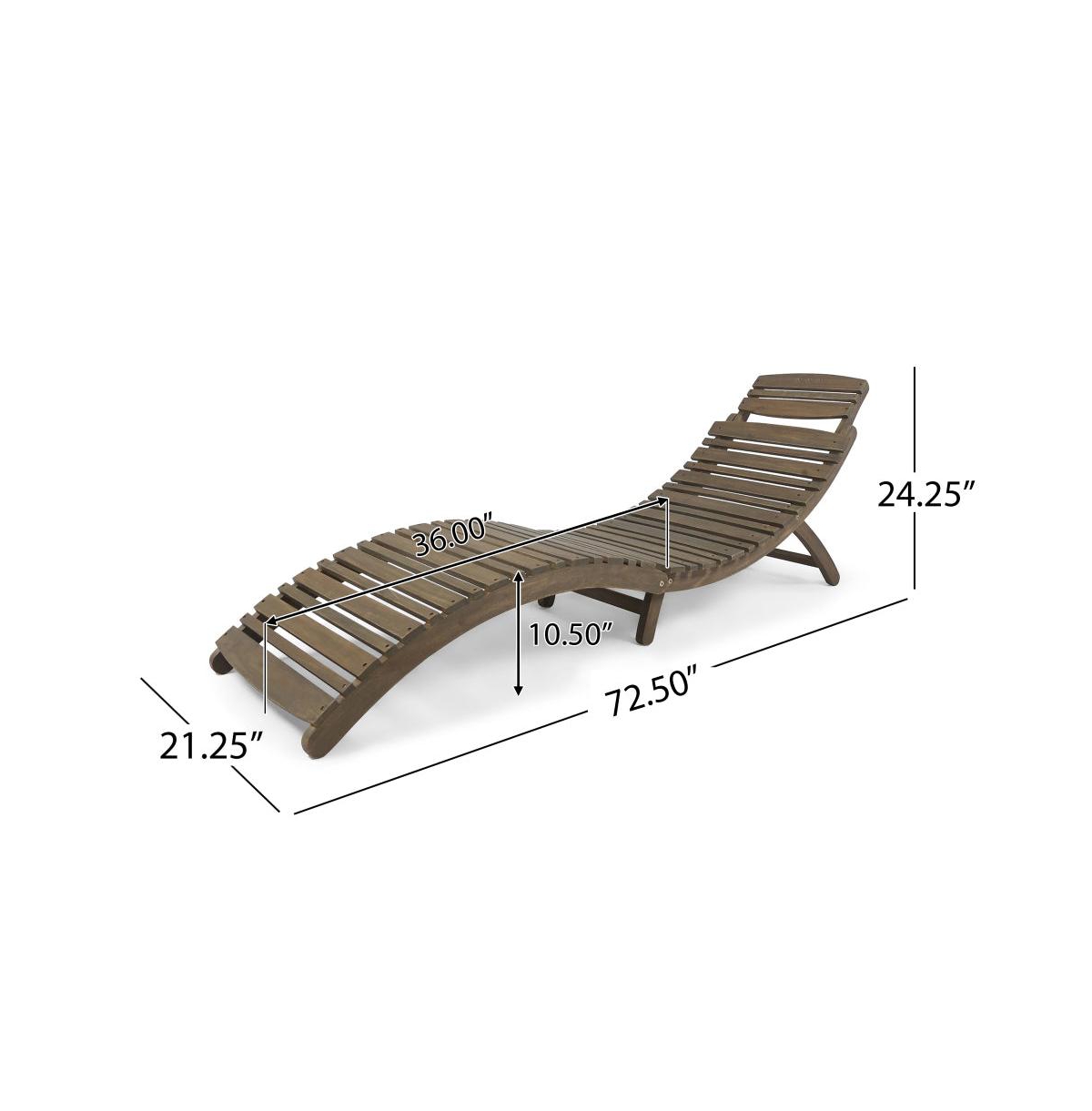 Chic Crate-lahaina Solid Wood Foldable Chaise Lounge - Beach Patio Poolside Furniture (Sage Grey)