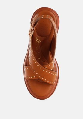 Womens Nambo Stud Embellished Block Heel