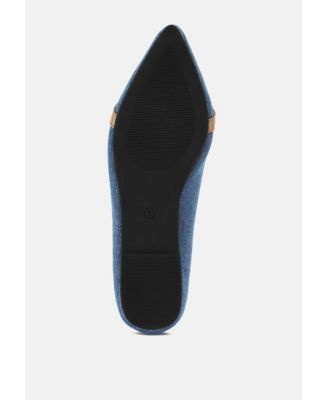 Womens Cressida Denim Horsebit Detail Ballet Flats