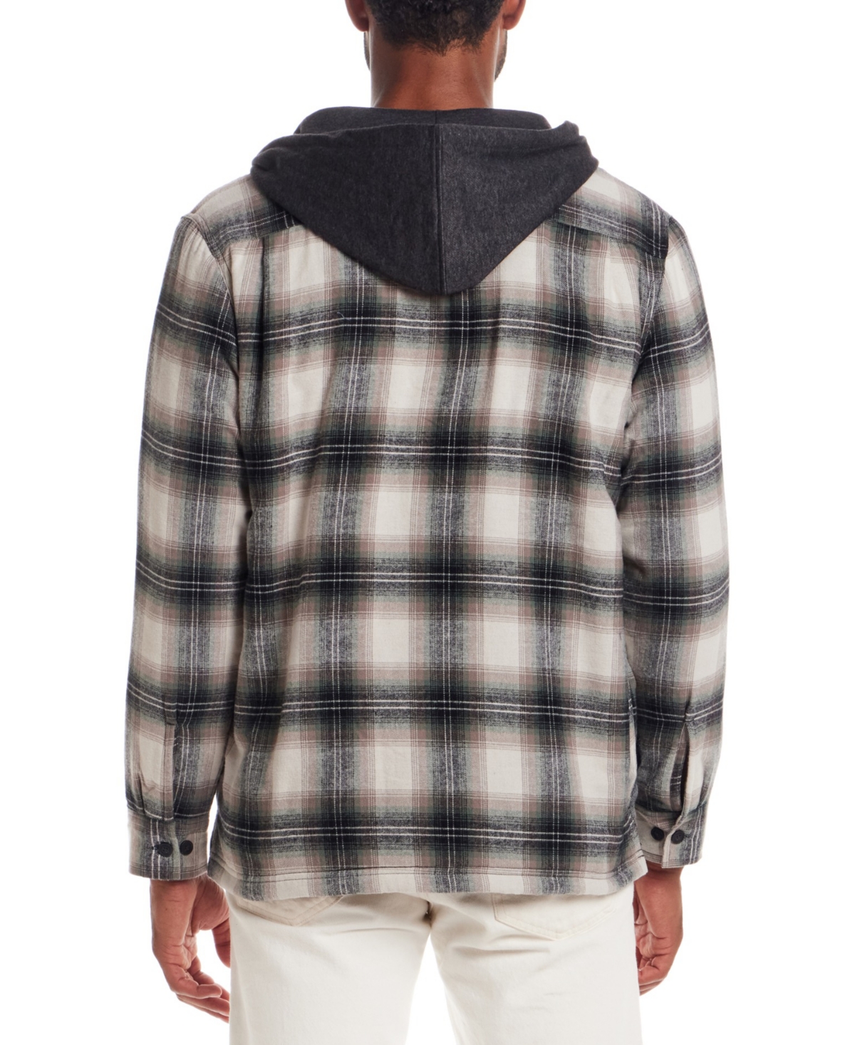 Weatherproof Vintage Men's Plaid Hooded Shirt Jacket In Black