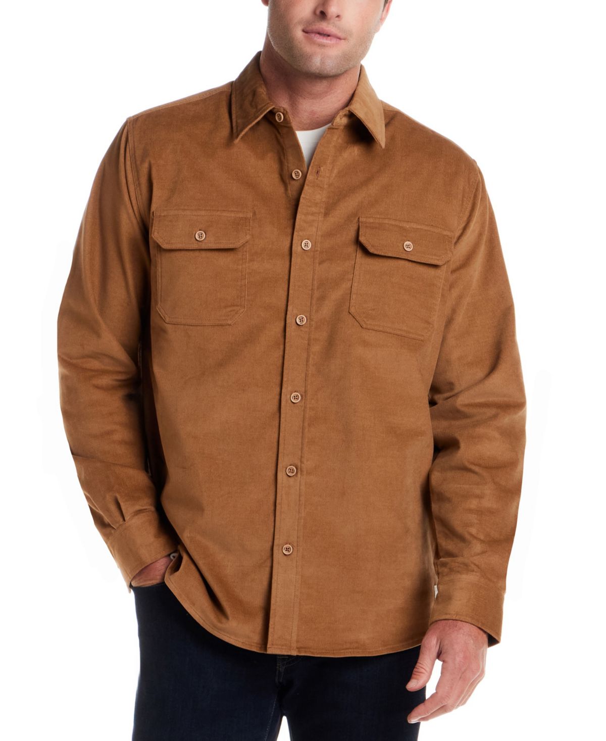 Мужская верхняя рубашка из тончайшего вельвета с длинным рукавом