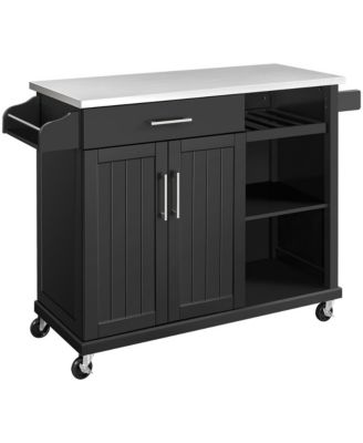 36" Stainless Steel Top Kitchen Island Cart with Storage