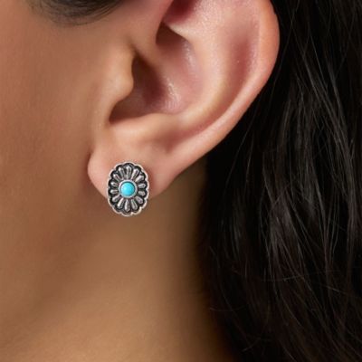 Turquoise Western Stud Earring Set - 5 Pairs