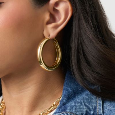 3-Piece Textured Gold-Tone Hoop Earring Set