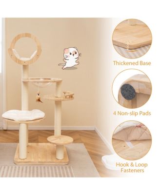 4-in-1 Building Block Cat Tree w/ Space Capsule Nest Padded Platform Hanging Toy