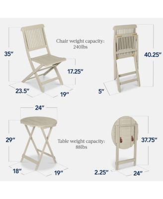 3-Piece Acacia Wood Bistro Set, Folding Patio Furniture w/ 2 Chairs, Table