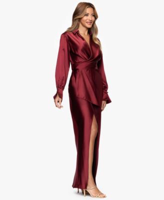 Women's Satin Shirtdress Gown
