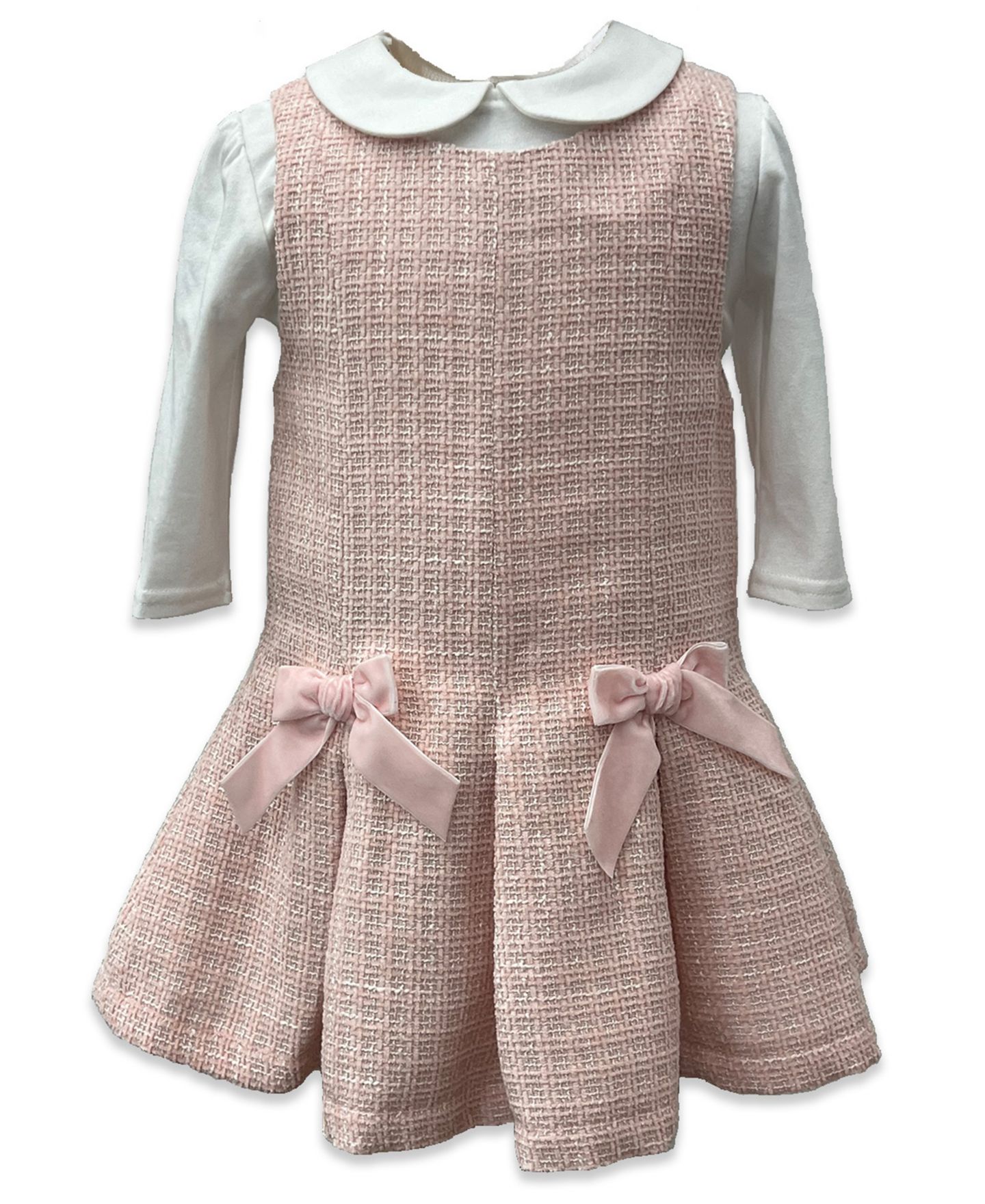 Комплекты Blueberi Boulevard Boucle Pleated Fit-and-Flare Jumper Set для девочек-малышей, цвет: Пастельный розовый — фото 1