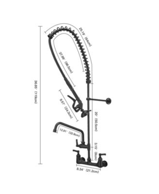 Commercial Restaurant Pull Down 2-Handle Wall Mount Pre-Rinse Spray Utility Kitchen Faucet in Polished Chrome