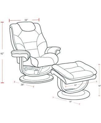 Knight - Black Manual Reclining Swivel Chair and Ottoman