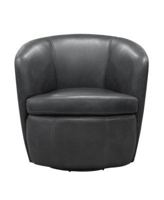 Vintage Slate 100% Italian Leather Swivel Club Chair