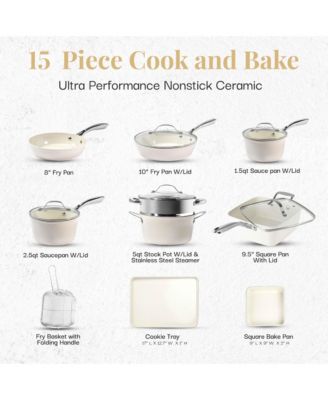 Natural Collection 15-Piece Ceramic Nonstick Cookware Set