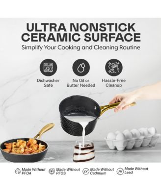 Charleston Collection 15-Piece Hammered Ceramic Coating Nonstick Cookware Set