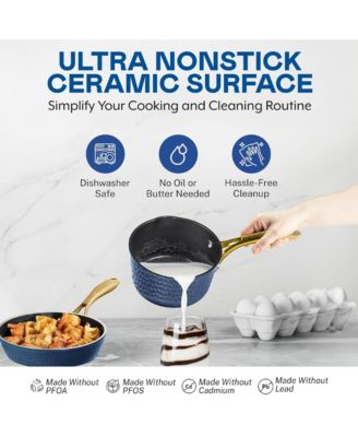 Charleston Collection 15-Piece Hammered Ceramic Coating Nonstick Cookware Set