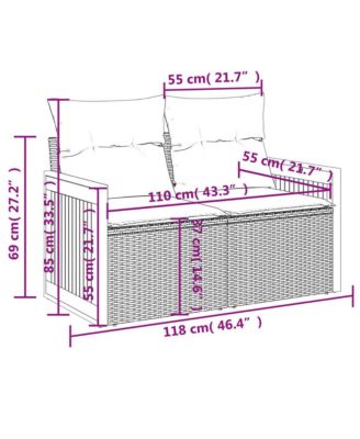 Garden Sofa Beige Poly Rattan 2-Seater UV-resistant materials