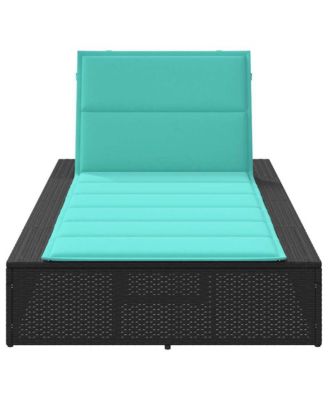 Patio Sunbed Black PE Rattan Large Height-Adjustable
