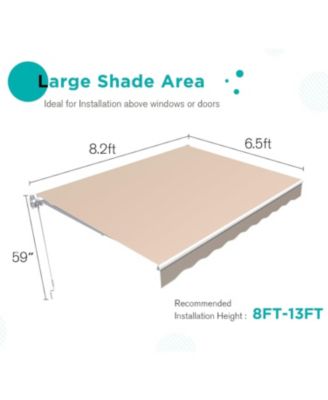 8.2'x6.5' Manual Retractable Awning Sun Shade, Patio Awning Canopy