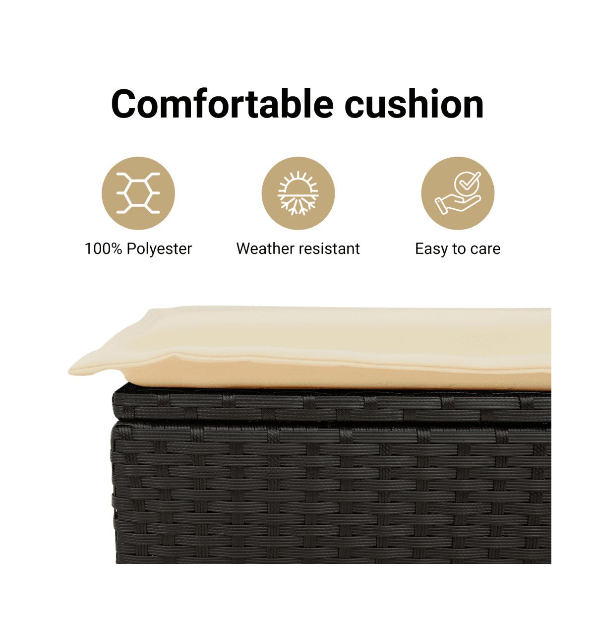 Garden Sofa Black, Cream White