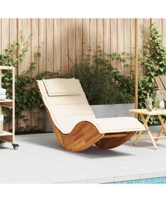 Sun Lounger Cream, Acacia Wood Grain