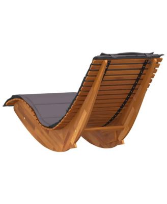 Sun Lounger Natural Wood, Dark Grey Cushion