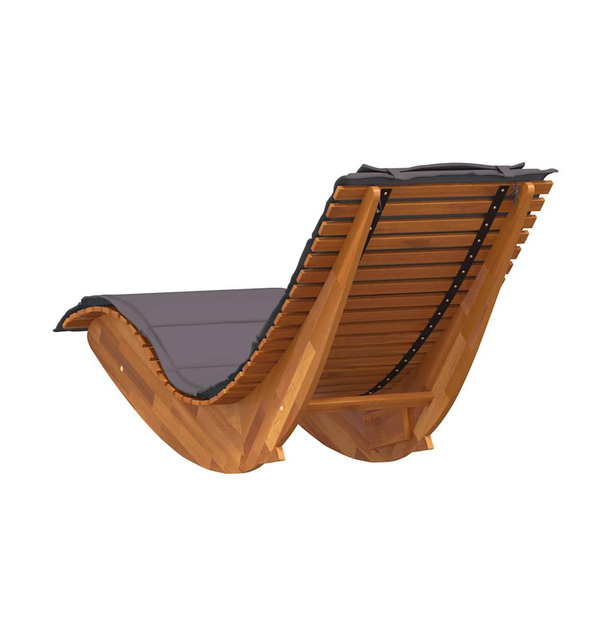 Sun Lounger Natural Wood, Dark Grey Cushion