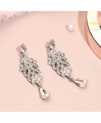 Women's Silver  Embellished Drop Earrings
