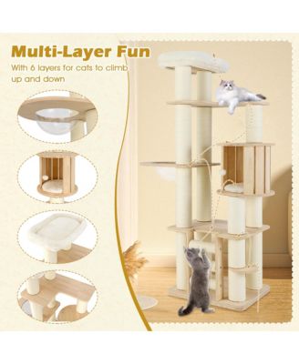 71'' Tall Cat Tree w/Cozy Perch Condo Space Capsule 4.6'' Scratching Posts