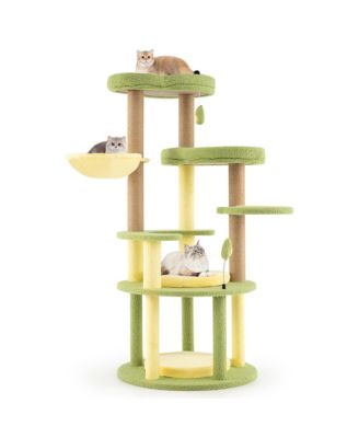 Multi-level Cat Tree w/ Wide Perch Rotatable Basket Removable Soft Cushions