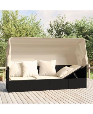 Outdoor Lounge Bed Black, Cream White