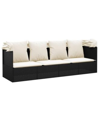 Outdoor Lounge Bed Black, Cream White